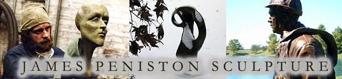 James Peniston at work in his studio; commissioned bronze sculptures