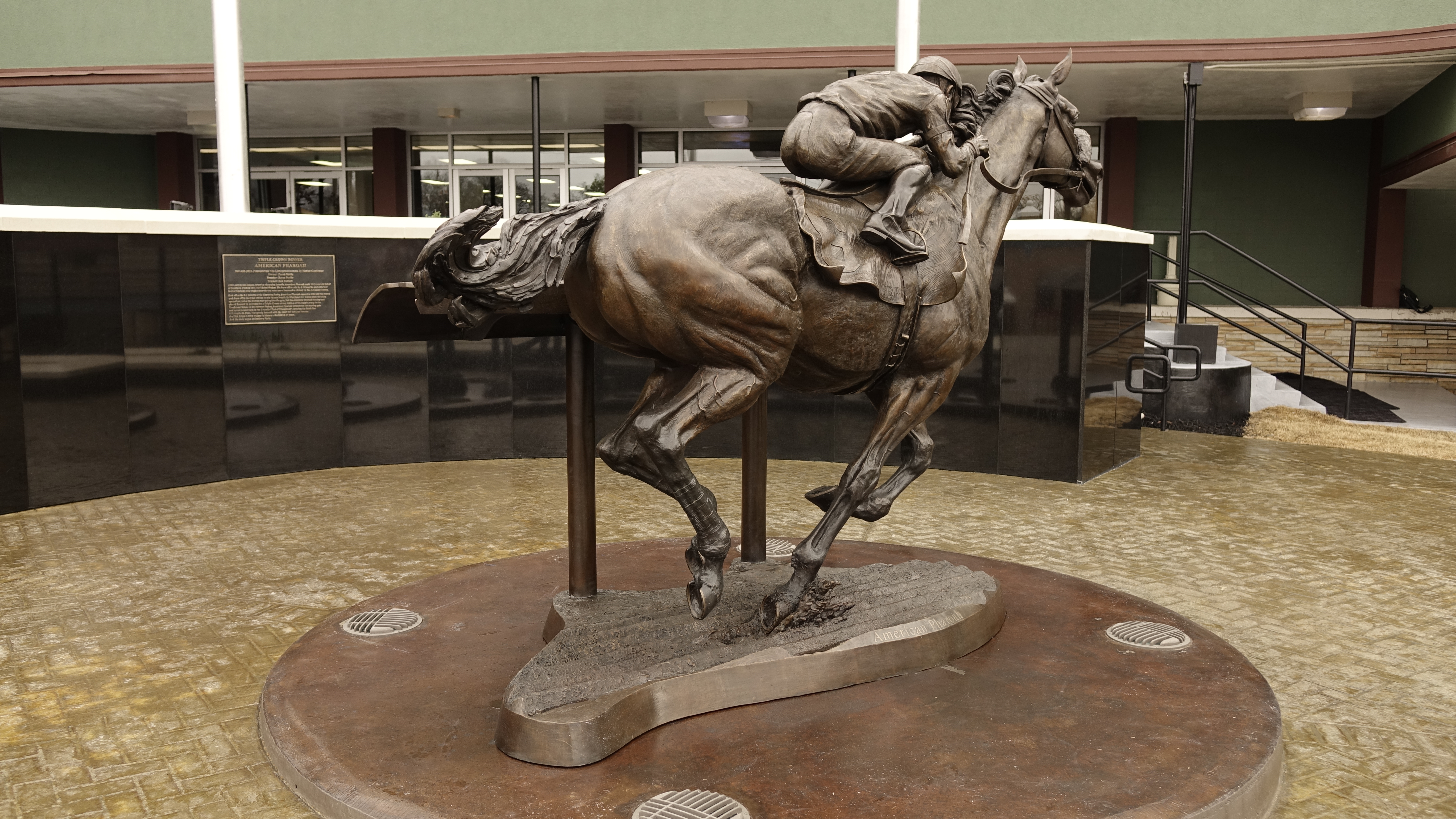 American Pharoah, 2017. Full-size bronze of 2015 Triple Crown-winning thoroughbred horse