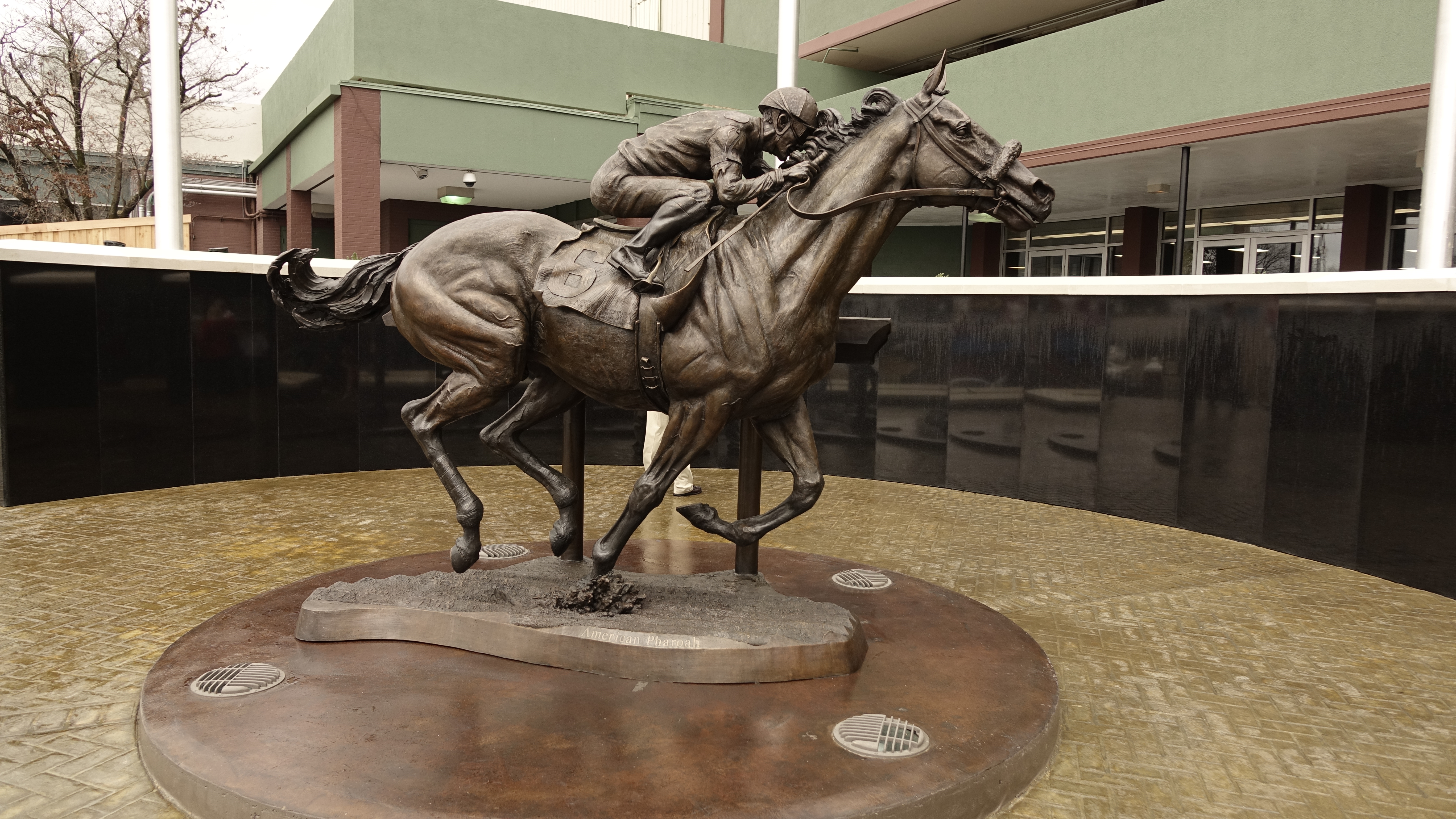 American Pharoah, 2017. Full-size bronze of 2015 Triple Crown-winning thoroughbred horse