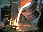 Molten bronze is poured for of 'Keys To Community,' a bronze sculpture of Ben Franklin for Old City, Philadelphia