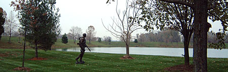 Hunter, a 2000 bronze sculpture by James Peniston. Private collection, near St. Louis, Missouri